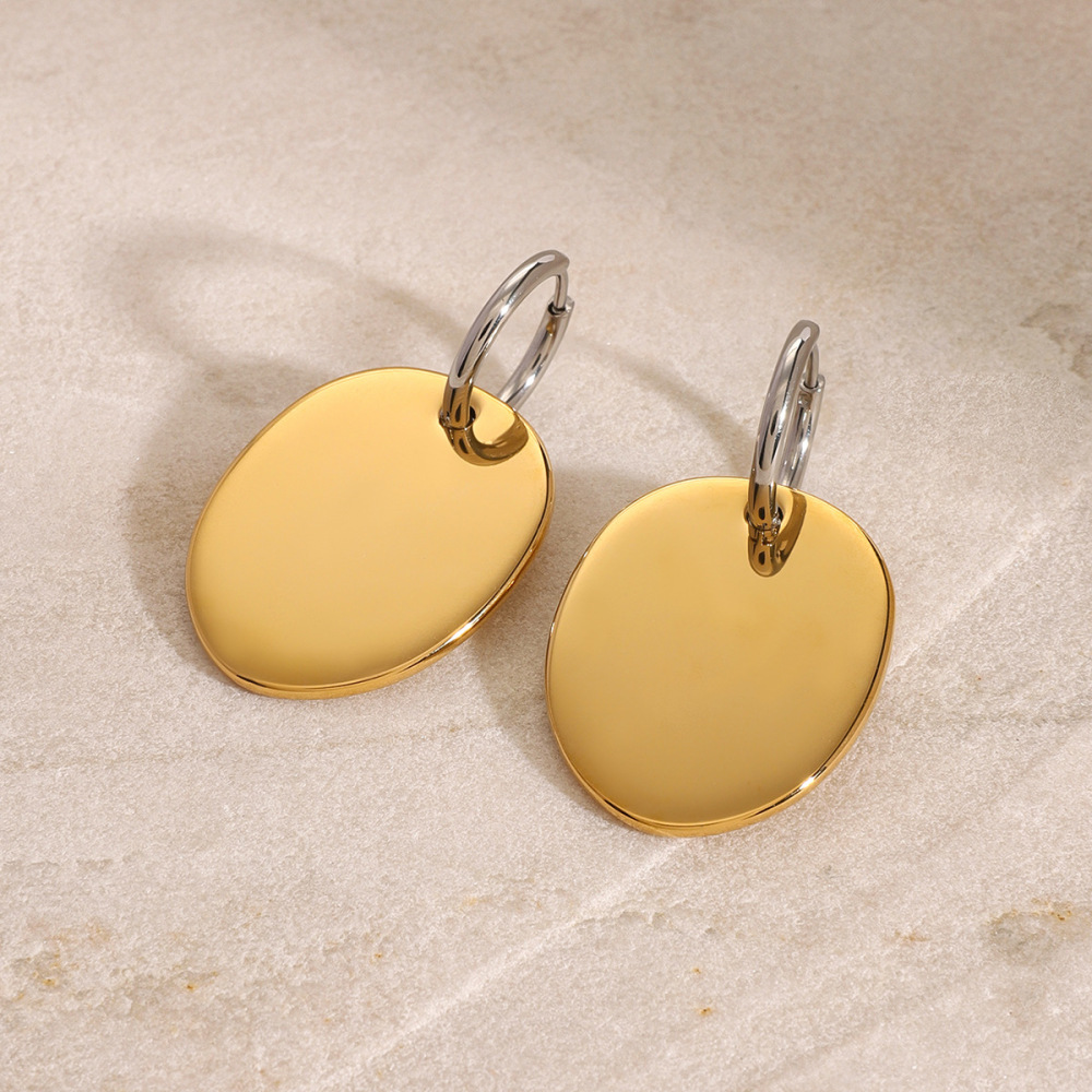 1 Paire De Boucles D'Oreilles Pendantes Géométriques Quotidiennes En Acier Inoxydable Plaqué Or  Pour Femme Image3