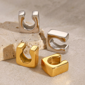 1 Paire De Manchettes D'Oreilles Étanches En Acier Inoxydable Couleur Or h5 