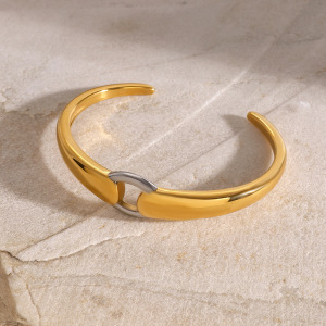 Bracelet Simple Géométrique En Acier Inoxydable Plaqué Or Pour Femme, 1 Pièce h5