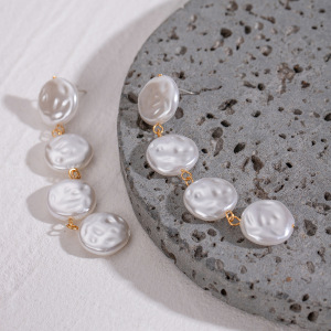 1 Paire De Boucles D'Oreilles Élégantes De La Série Classique, En Acier Inoxydable Plaqué Or Avec Perles Artificielles, Pour Femme. h5 