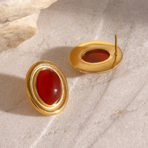 1 Paire De Boucles D'Oreilles À Tige Géométriques Rétro De Luxe, Plaquées Or , Avec Pierres Précieuses Artificielles Pour Femmes h5 Image2