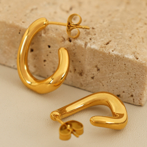 1 Paire De Boucles D'Oreilles Puces Pour Femme, Style Géométrique Simple, En Acier Inoxydable Plaqué Or. h5