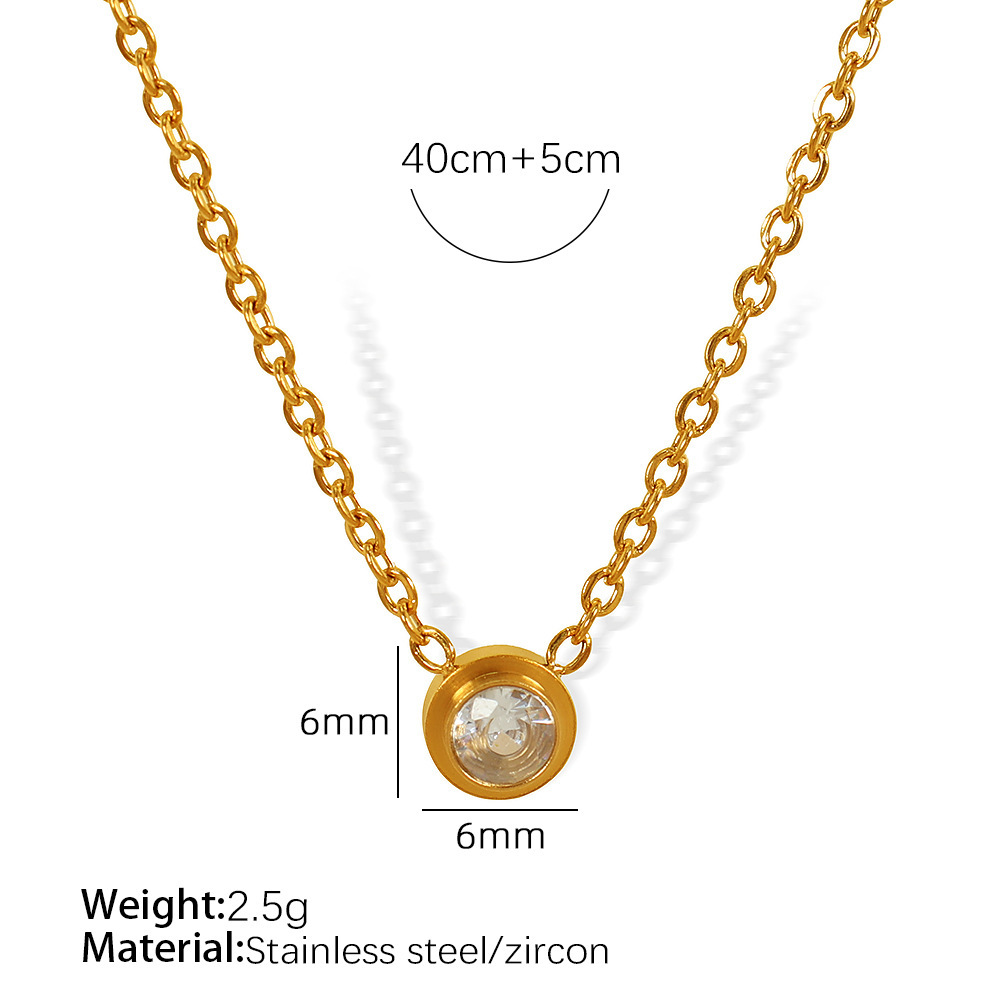 Collier Avec Pendentif Géométrique En Acier Inoxydable Plaqué Or Et Zircon Pour Femme, Série Simple, 1 Pièce h5Image2