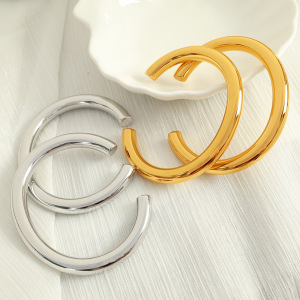 Bracelet Classique En Acier Inoxydable Plaqué Or Pour Femme, Série Simple, Couleur Unie h5 Image2