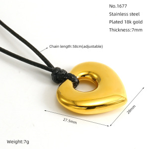 Collier Avec Pendentif En Forme De Cœur Classique En Acier Inoxydable Plaqué Or  Pour Femme, Série Simple, 1 Pièce h5 Image2