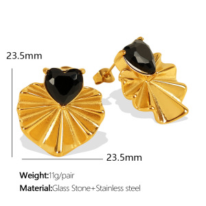 1 Paire De Boucles D'Oreilles À Tige En Acier Inoxydable Plaqué Or  Avec Zircons Pour Femme, Style Rétro, Série Classique h5 Image2