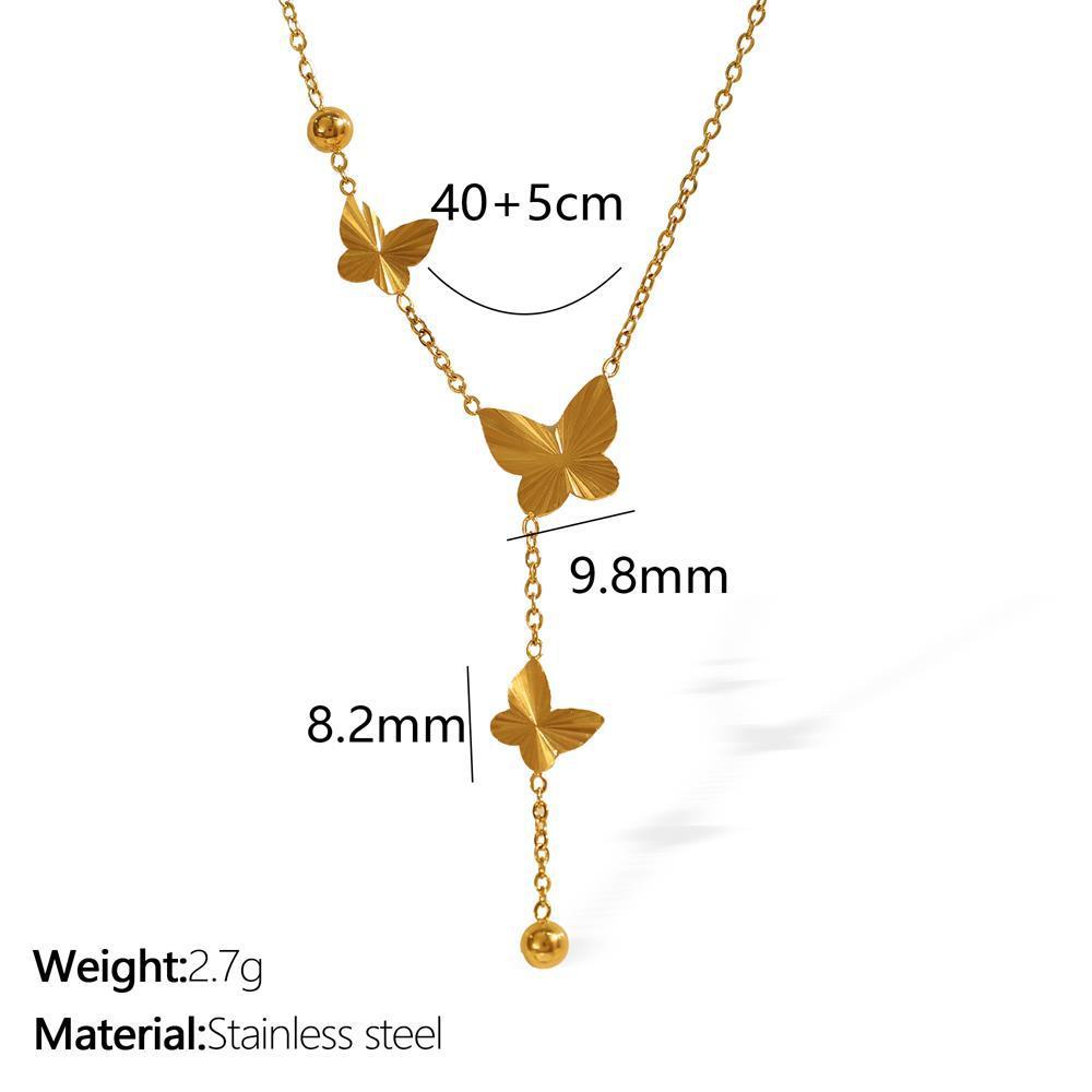 Collier Avec Pendentif En Acier Inoxydable Plaqué Or Pour Femme, Série Simple, Motif Animal Simple Image2