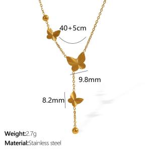 Collier Avec Pendentif En Acier Inoxydable Plaqué Or Pour Femme, Série Simple, Motif Animal Simple h5 Image2