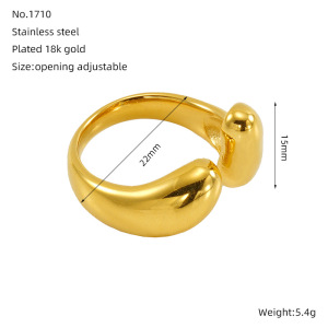 1 Paire De Bagues Ajustables Rétro Géométriques En Acier Inoxydable Plaqué Or  Pour Femme, Série Classique h5 Image2