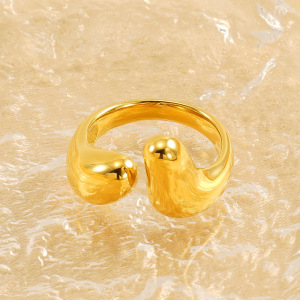 1 Paire De Bagues Ajustables Rétro Géométriques En Acier Inoxydable Plaqué Or  Pour Femme, Série Classique h5 Image3