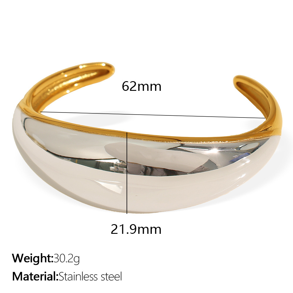 Bracelet Géométrique Simple En Acier Inoxydable Plaqué Or  Pour Femme, 1 Pièce Image2