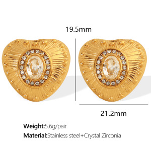 1 Paire De Boucles D'Oreilles À Tige En Acier Inoxydable Plaqué Or  Avec Zircons Pour Femme, Style Rétro, Série Classique h5 Image2