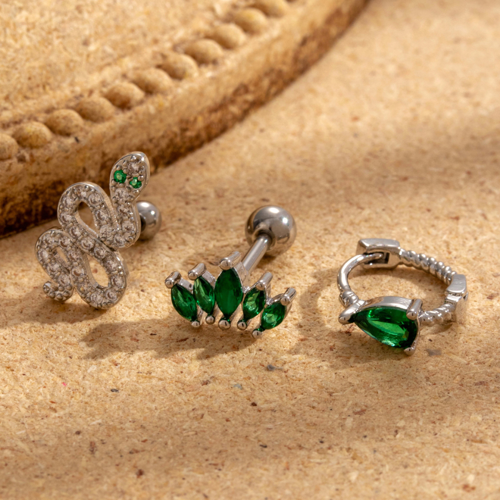 Boucles D'Oreilles Piercing Femme Simple Series Classic Animal En Cuivre Sans Placage, Avec Zircon. Image2