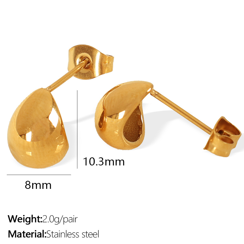 1 Paire De Boucles D'Oreilles À Tige Classiques En Acier Inoxydable Plaqué Or  Pour Femme, Série Simple Image2