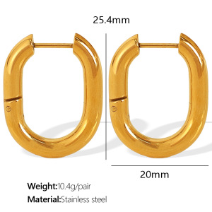 1 Paire De Boucles D'Oreilles Créoles Classiques En Acier Inoxydable Plaqué Or Pour Femme, Série Simple h5 Image2