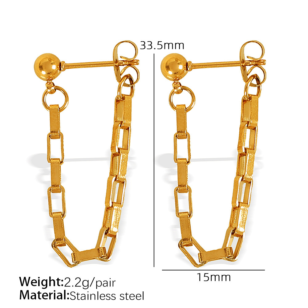 1 Paire De Boucles D'Oreilles Pendantes À Pompon En Acier Inoxydable Plaqué Or Pour Femme Image2