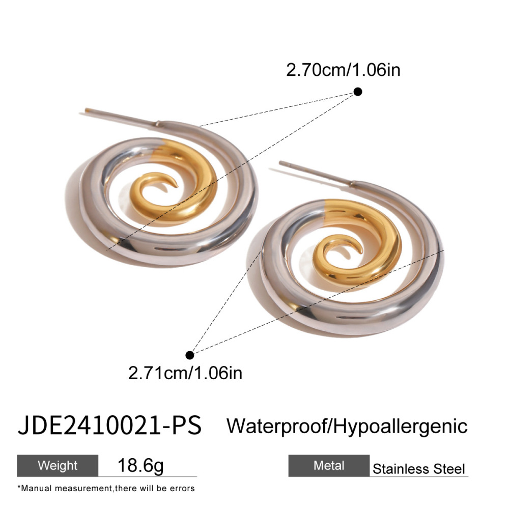 1 Paire De Boucles D'Oreilles À Tige Simples Pour Femmes, En Acier Inoxydable Plaqué Or , Série  Image2