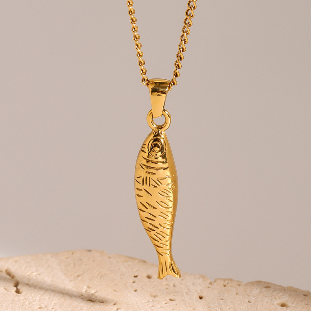 Collier Avec Pendentif En Acier Inoxydable Plaqué Or  Pour Femme, Série Classique, Motif Animal Européen Et Américain 