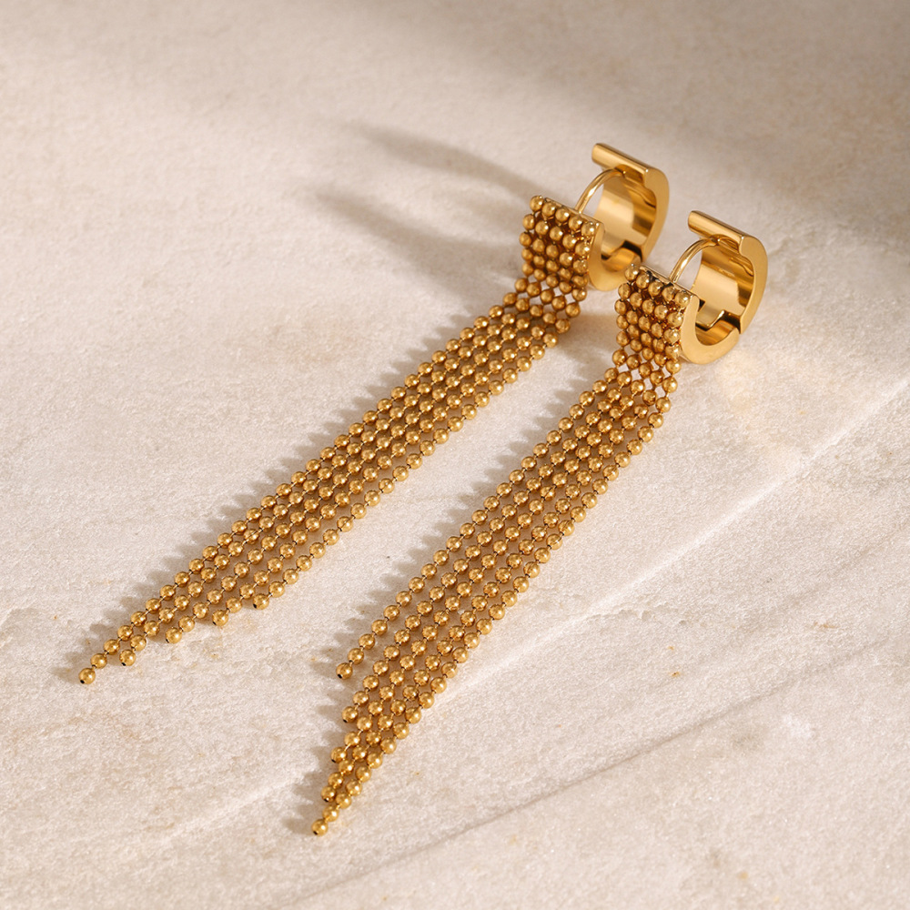 1 Paire De Boucles D'Oreilles Pendantes Pour Femme, Style Rétro Classique, En Acier Inoxydable Plaqué Or. 