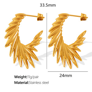 1 Paire De Boucles D'Oreilles Puces Pour Femme, Style Rétro Géométrique Simple, En Acier Inoxydable Plaqué Or. h5 Image2