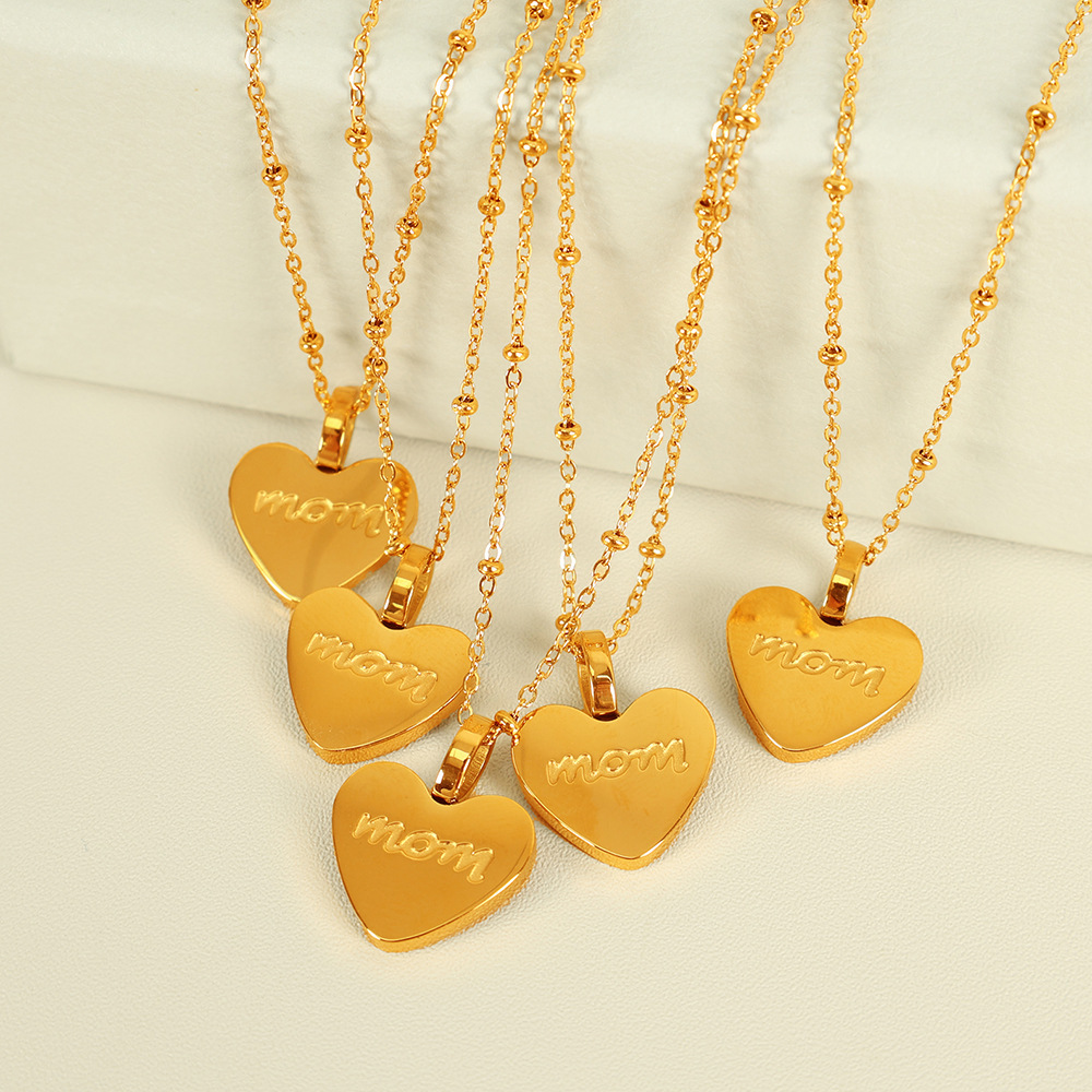 Collier Avec Pendentif En Forme De Cœur Simple En Acier Inoxydable Plaqué Or  Pour Femme, 1 Pièce 