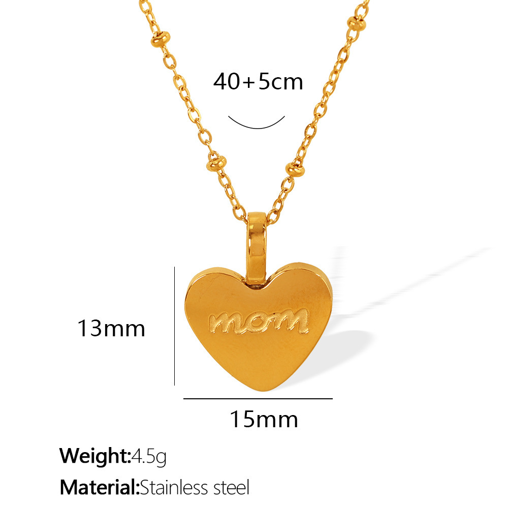 Collier Avec Pendentif En Forme De Cœur Simple En Acier Inoxydable Plaqué Or  Pour Femme, 1 Pièce Image2