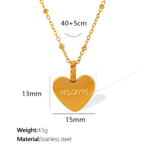 Collier Avec Pendentif En Forme De Cœur Simple En Acier Inoxydable Plaqué Or  Pour Femme, 1 Pièce h5 Image2