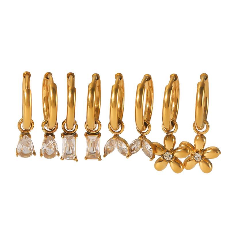 1 Paire De Boucles D'Oreilles Pendantes Rectangulaires Géométriques En Acier Inoxydable Plaqué Or Exquises Et À La Mode Pour Bijoux Pour Femmes À Porter Au Quotidien h5Image3