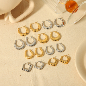1 Paire De Boucles D'Oreilles Classiques En Acier Inoxydable Plaqué Or  En Corne Solide Pour Femmes À Porter Au Quotidien h5 Image3