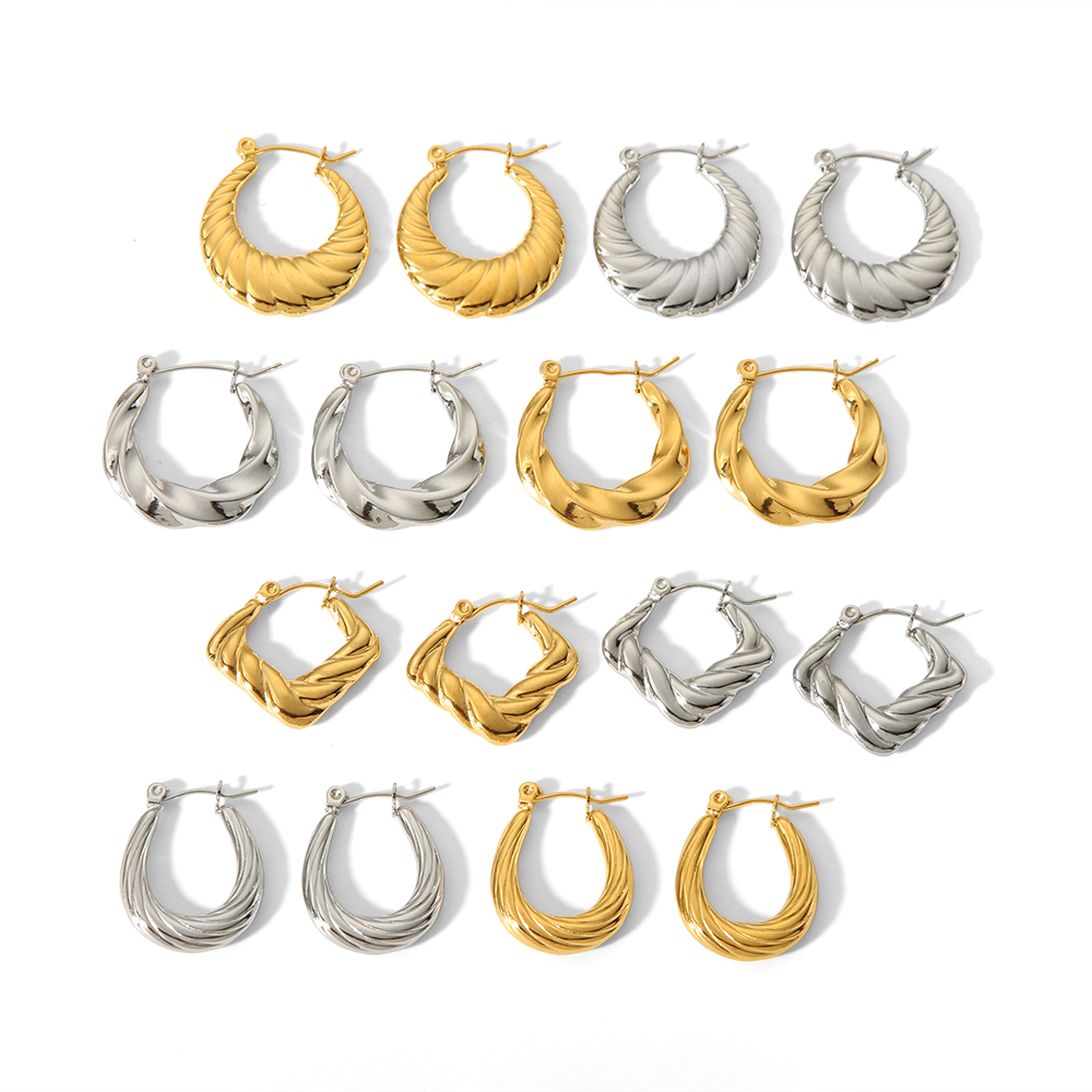 1 Paire De Boucles D'Oreilles Classiques En Acier Inoxydable Plaqué Or  En Corne Solide Pour Femmes À Porter Au Quotidien Image4