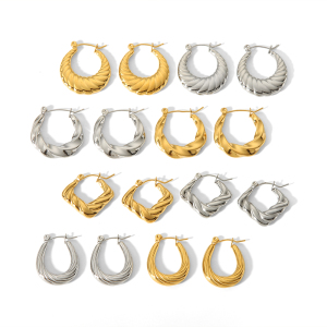 1 Paire De Boucles D'Oreilles Classiques En Acier Inoxydable Plaqué Or  En Corne Solide Pour Femmes À Porter Au Quotidien h5 Image4