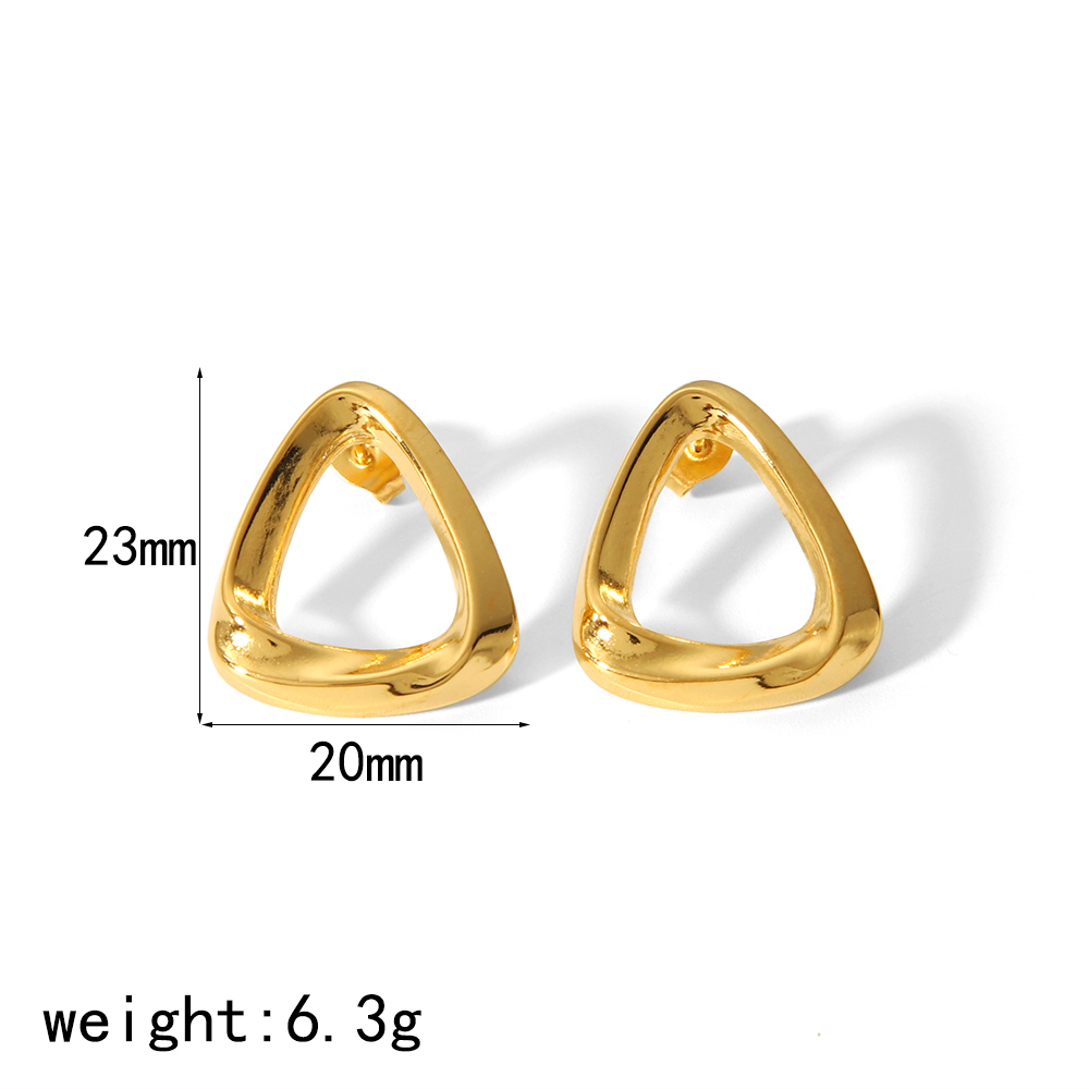 1 Paire De Boucles D'Oreilles Triangulaires Géométriques Classiques En Acier Inoxydable Plaqué Or  Pour Bijoux Pour Femmes À Porter Au Quotidien Image2