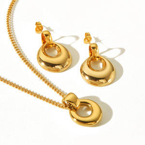 1 Paire De Boucles D'Oreilles Pendantes Géométriques Brillantes En Acier Inoxydable Plaqué Or  Pour Bijoux Pour Femmes À Porter Au Quotidien h5 Image3