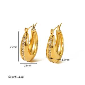 1 Paire De Boucles D'Oreilles Classiques En Acier Inoxydable Plaqué Or  En Forme De U Avec Diamants Polis Pour Bijoux Pour Femmes À Porter Au Quotidien h5 Image2