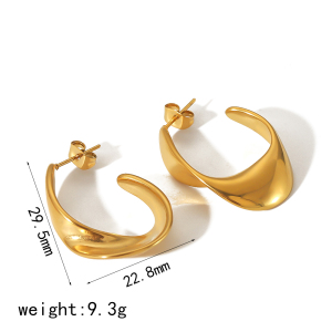 1 Paire De Boucles D'Oreilles Classiques En Acier Inoxydable Plaqué Or  À Arc Irrégulier Géométrique Pour Bijoux Pour Femmes À Porter Au Quotidien h5 Image2