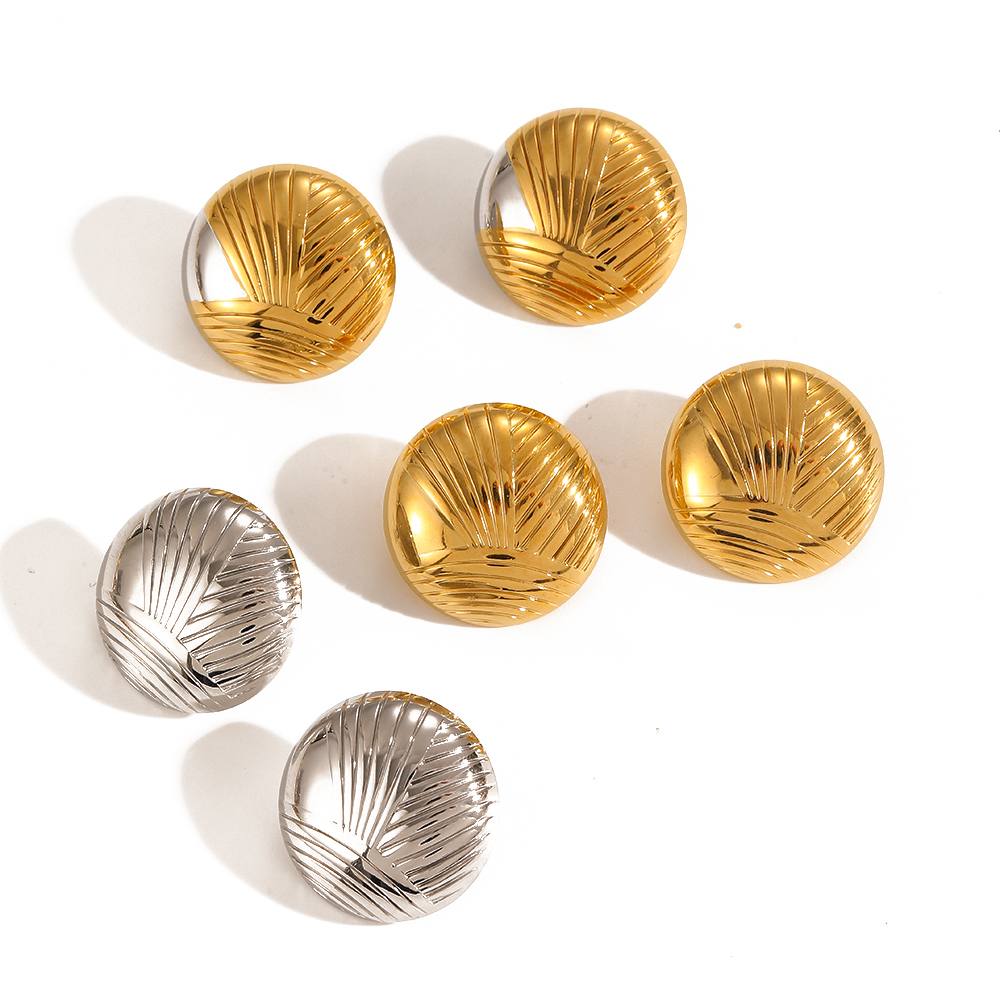 1 Paire De Boucles D'Oreilles À Tige Géométriques Décontractées En Acier Inoxydable Plaqué Or  Pour Femmes Image3