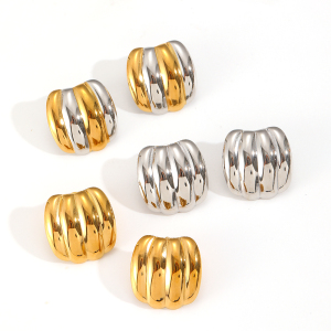 1 Paire De Boucles D'Oreilles À Tige Géométriques Simples En Acier Inoxydable Plaqué Or  Pour Femme h5 Image4