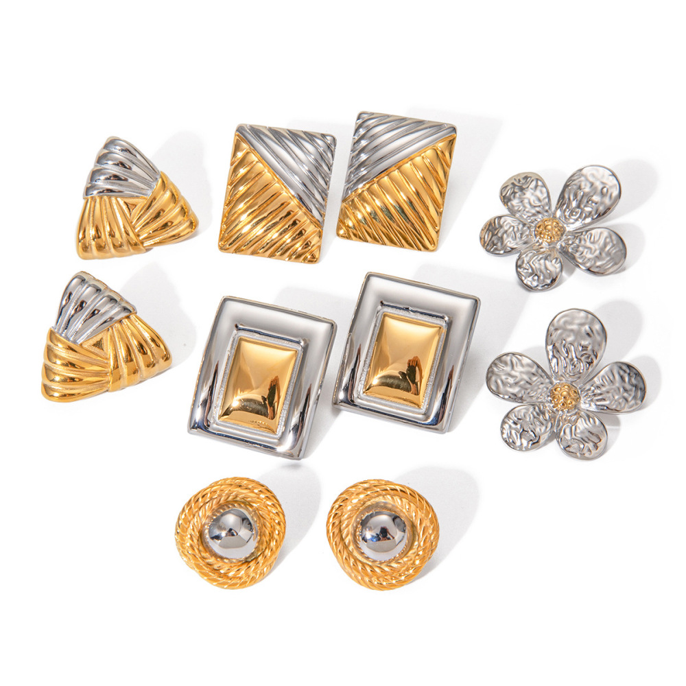 Boucles D'Oreilles Géométriques En Acier Inoxydable Pour Femmes, Style Métal, Titane, Amour, Simples, Polyvalentes, Style Européen Et Américain,  Image6