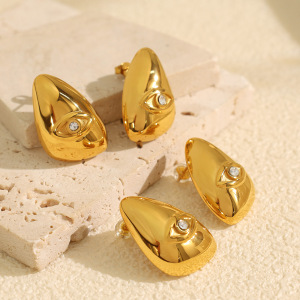 1 Paire De Boucles D'Oreilles À Tige En Acier Titane Plaqué Or  Avec Strass Pour Femme, Série Classique h5 