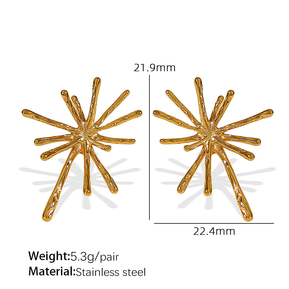 1 Paire De Boucles D'Oreilles À Tige Géométriques Élégantes En Acier Titane Plaqué Or Pour Femmes, Série Luxueuse Image2