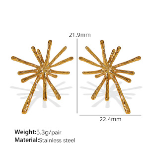 1 Paire De Boucles D'Oreilles À Tige Géométriques Élégantes En Acier Titane Plaqué Or Pour Femmes, Série Luxueuse h5 Image2