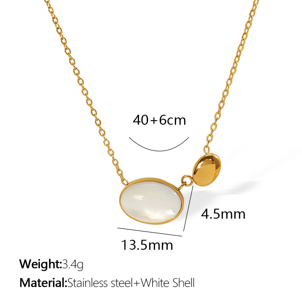 Collier Élégant Avec Pendentif Géométrique En Acier Titane Plaqué Or , Série Romantique, Pour Femme Image2