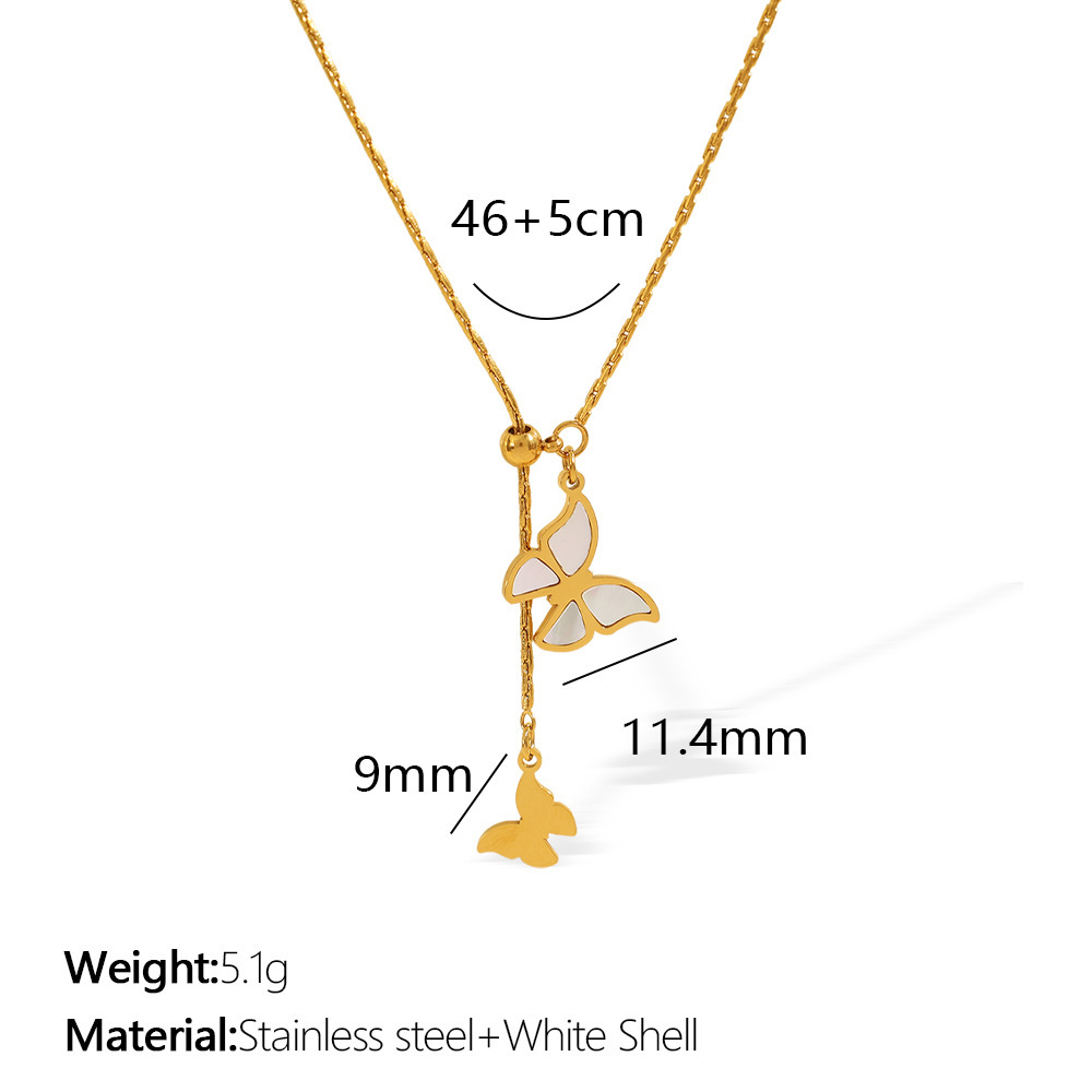 Collier Avec Pendentif En Forme De Coquillage Pour Femme, Série Romantique, En Acier Titane Plaqué Or , Motif Animal Doux Image2