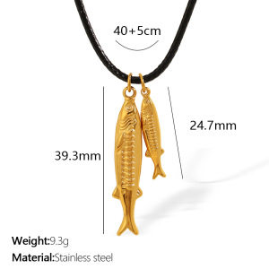 Collier Avec Pendentif En Acier Titane Plaqué Or  Pour Femme, Série Romantique, Motif Animal Naturel h5 Image2