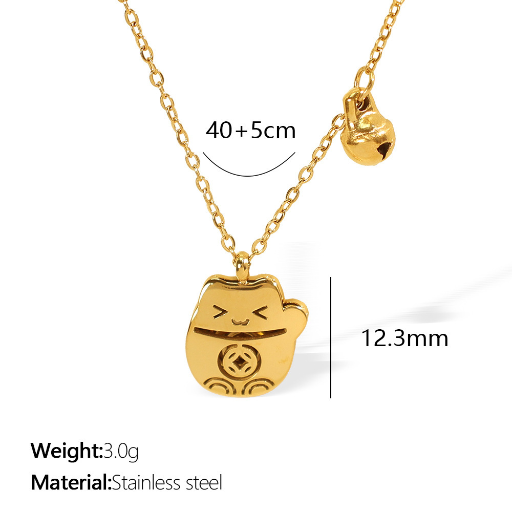 Collier Avec Pendentif En Acier Inoxydable Plaqué Or  Pour Femme, Série Romantique, Motif Animal Mignon Image2