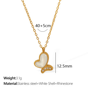 Collier Avec Pendentif En Acier Titane Plaqué Or , Série Classique, Animal Naturel, Coquillage Pour Femme h5 Image2
