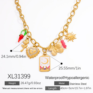 Collier Avec Pendentif En Forme De Cœur Élégant En Acier Inoxydable Plaqué Or  Pour Femme, Série Romantique, 1 Pièce h5 Image2