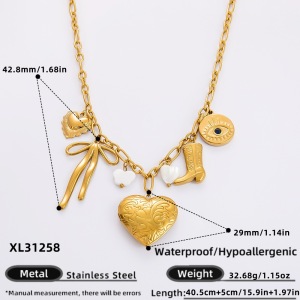 Collier Avec Pendentif En Forme De Cœur En Acier Inoxydable Plaqué Or Pour Femme, Série Luxueuse h5 Image2