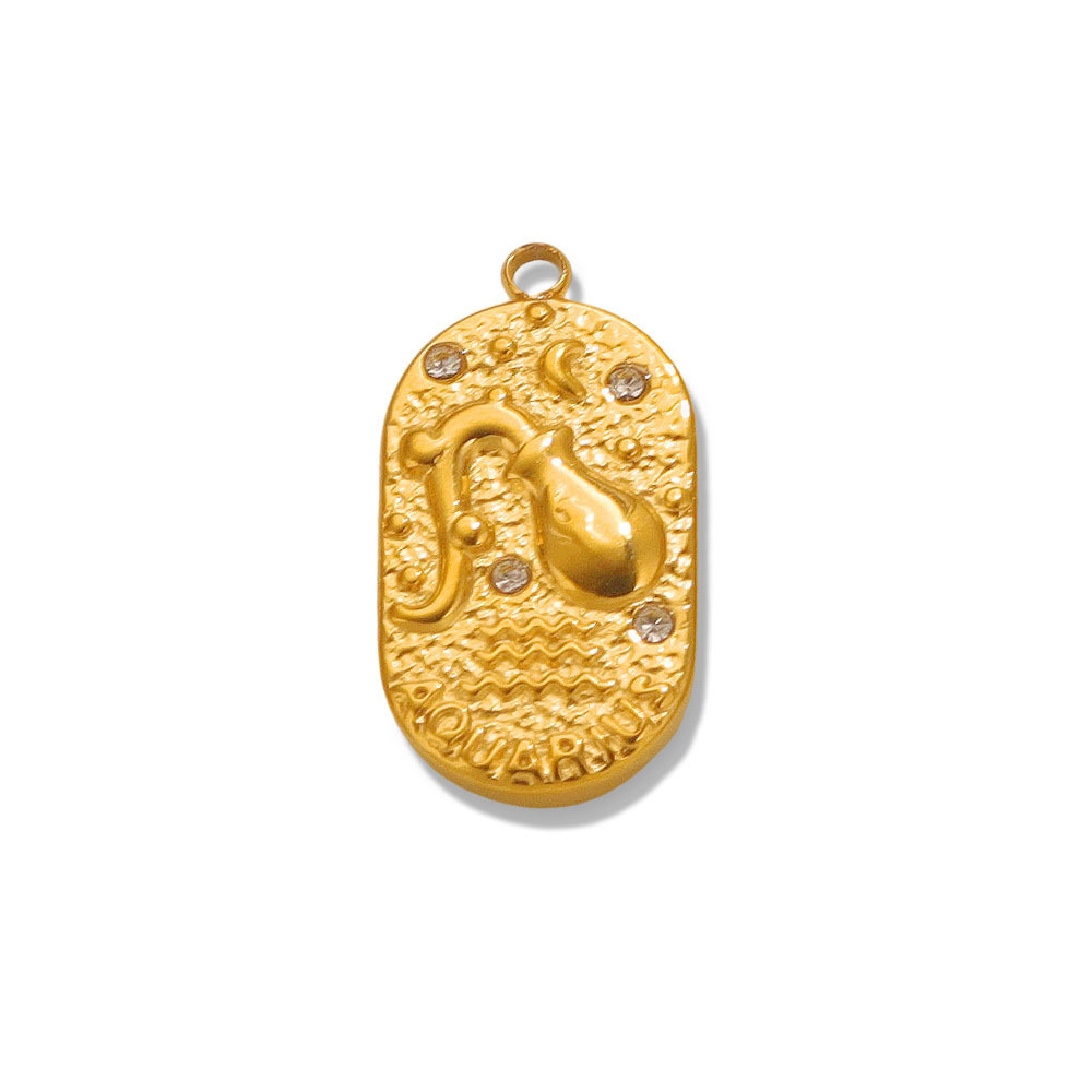 1 Paire De Pendentifs Géométriques Rétro En Acier Inoxydable Plaqué Or  Avec Strass Pour Femme, Série Simple Image2