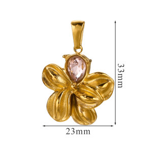 Pendentif Femme Classique, Élégant, En Acier Inoxydable, Couleur Or, Motif Floral, 1 Pièce h5 Image2